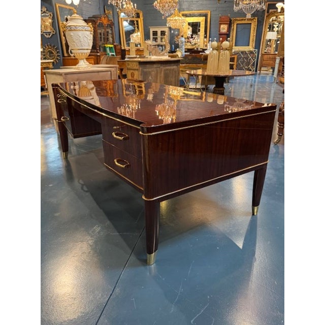 Wood Decoene Freres Art Deco Style Mahogany Desk For Sale - Image 7 of 7