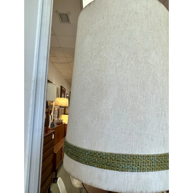 Very Large Vintage Mid Century Modern Ceramic Brutalist Green Table Lamp For Sale - Image 4 of 10