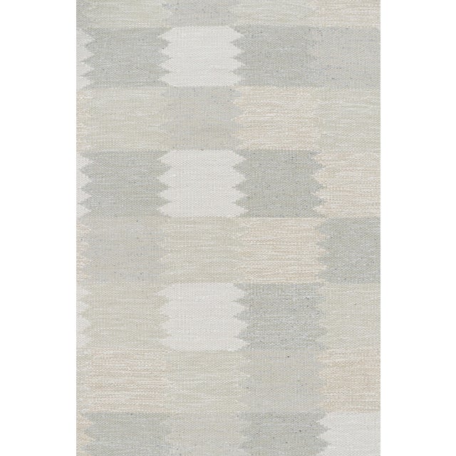 Mid-Century Modern Rug & Kilim’s Scandinavian Style Rug in Taupe and White With Geometric Pattern For Sale - Image 3 of 7