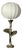 Brass Silver Flower Lamp with Cocoon Fabric Shade, 1980s For Sale