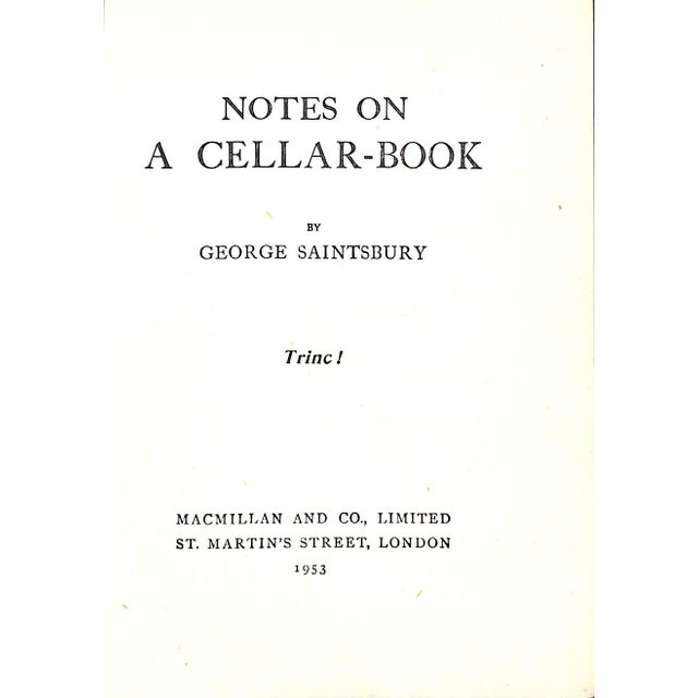 "Notes on a Cellar-Book" 1953 Saintsbury, George For Sale - Image 4 of 5
