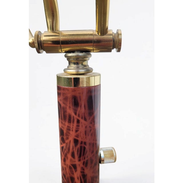 Mid-Century Italian Lacquered Goatskin & Brass Adjustable Torchiere Floor Lamp, 1950s For Sale - Image 4 of 18