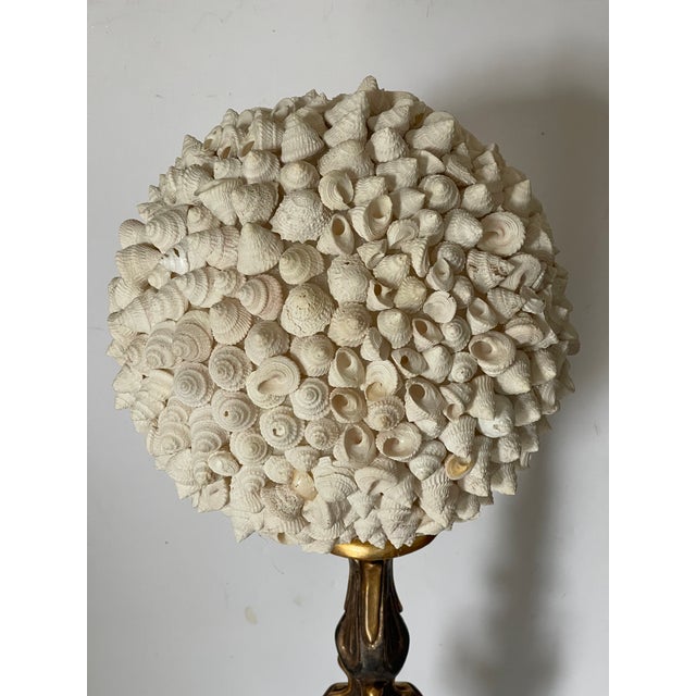 1950s Gorgeous Large Sez Shell Globe on Italian Gold Wood Pricket Stand For Sale In Miami - Image 6 of 6