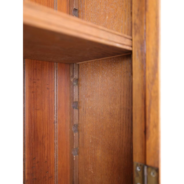 Antique English Oak Glazed Bookcase | Circa 1910 For Sale - Image 11 of 12