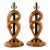 Vintage Mid Century Modern Yasha Heifetz Table Lamps, Sculpted From Fruitwood With Antique Brass Center - a Pair For Sale