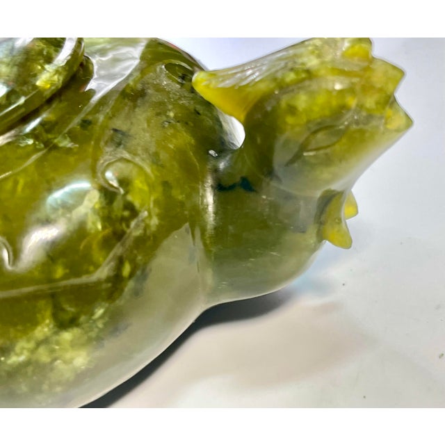 Early 1900s Natural Translucent Jade Bowenite Carved Fengshui Dragon Tea Pot. For Sale - Image 4 of 11