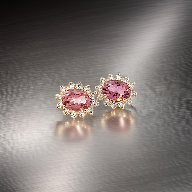 Natural Tourmaline Diamond Earrings 14k Yellow Gold 1.94 TCW Certified For Sale In New York - Image 6 of 9