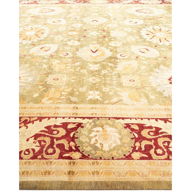 Mogul Collection Hand-Knotted Area Rug - Green 12' 2" x 13' 7" For Sale - Image 4 of 9