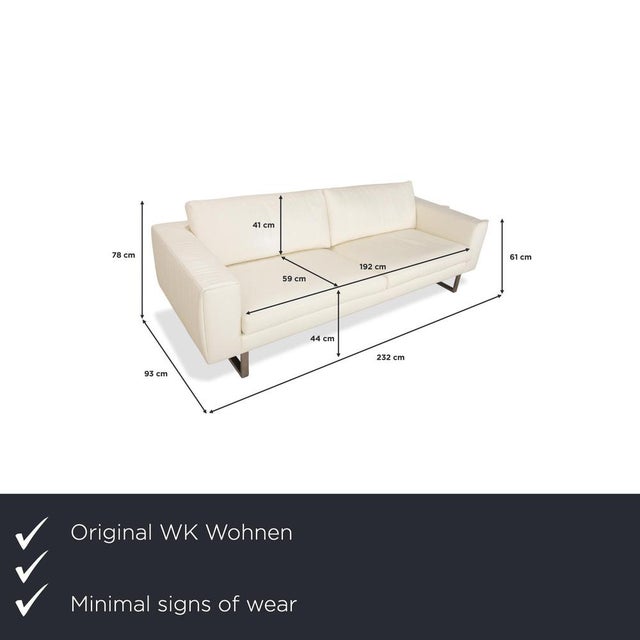 The WK Wohnen WK 620 four-seater sofa boasts an elegant cream-white hue paired with silver legs. This creates a timeless...