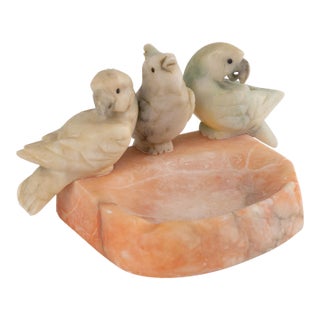 Vintage Alabaster Parrot Ashtray Catchall Tray For Sale