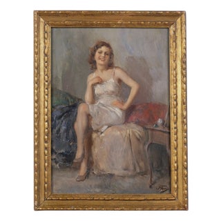 Attilio Toro, Portrait of a Woman, 1920s-1940s, Oil Painting, Framed For Sale