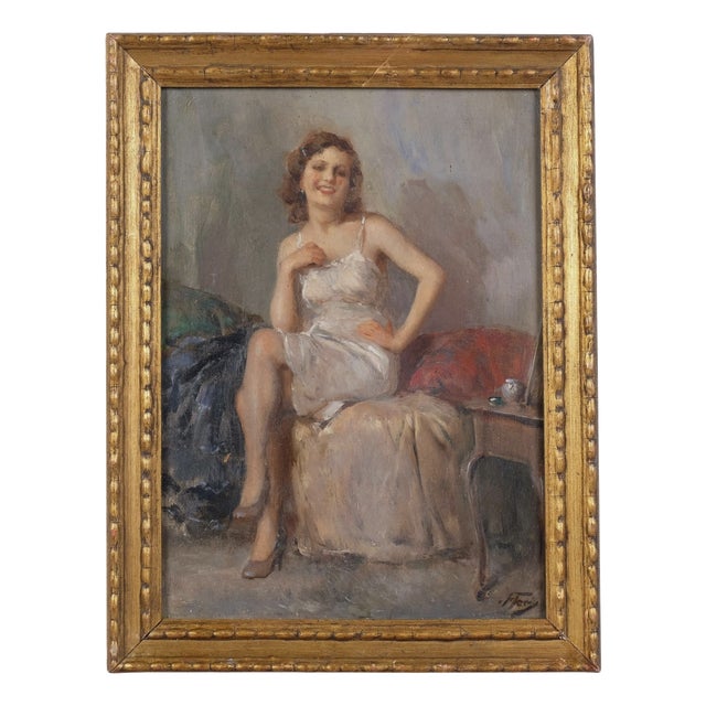 Attilio Toro, Portrait of a Woman, 1920s-1940s, Oil Painting, Framed For Sale