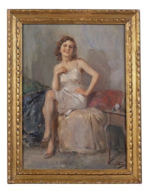 Attilio Toro, Portrait of a Woman, 1920s-1940s, Oil Painting, Framed