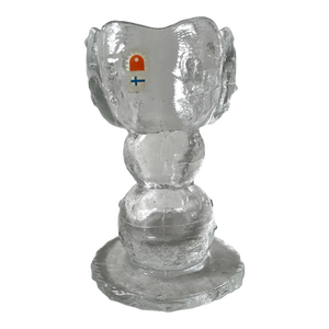 20thC. MCM Pertti Santalahti Humppila Clear Glass Candle Holder