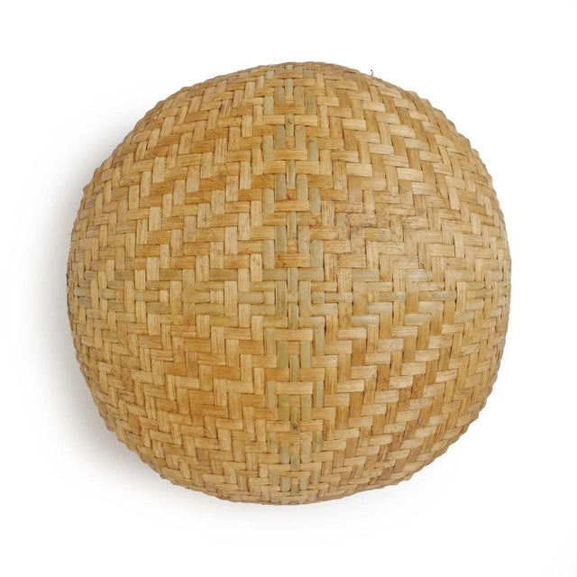 Rustic Java Bamboo Round Basket For Sale - Image 3 of 8