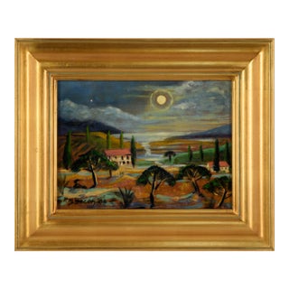 "Tuscan Moon" Nocturnal Landscape by Richard M. Bacon For Sale