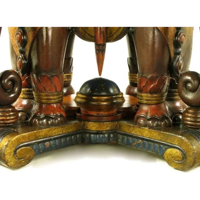 Extraordinary 1920s Polychrome Parcel Gilt Elephant Center Table For Sale - Image 4 of 8