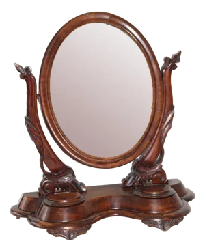 Vanity Oval Table Mirror in Carved Wood, 1920s