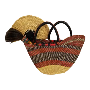 Saint -Tropez Style African Bolga Basket 18" H by 21" W