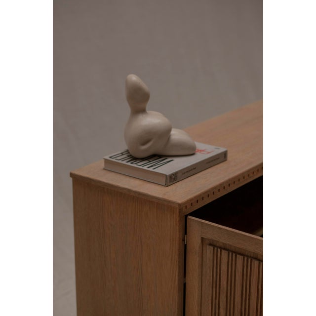 Beige Danish Sideboard in Oak attributed to Henning Kjærnulf, 1960s For Sale - Image 8 of 14