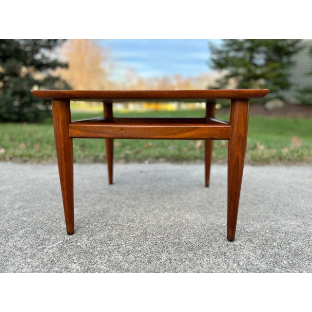 Brown Vintage Heritage Mid-Century Danish Modern Solid Walnut Side Table | Sculpted Minimalist Accent Table | MCM End Table For Sale - Image 8 of 12