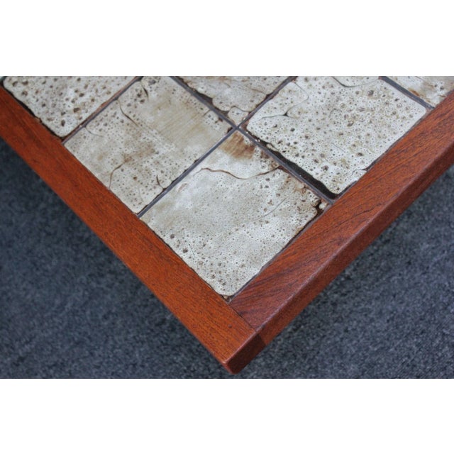 Brown Danish Modern Ceramic Tile and Teak Coffee Table by Ox Art for Trioh For Sale - Image 8 of 13