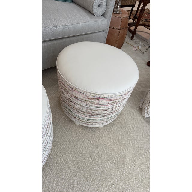 2020s Custom Round Ottomans by Wesley Hall For Sale - Image 5 of 7