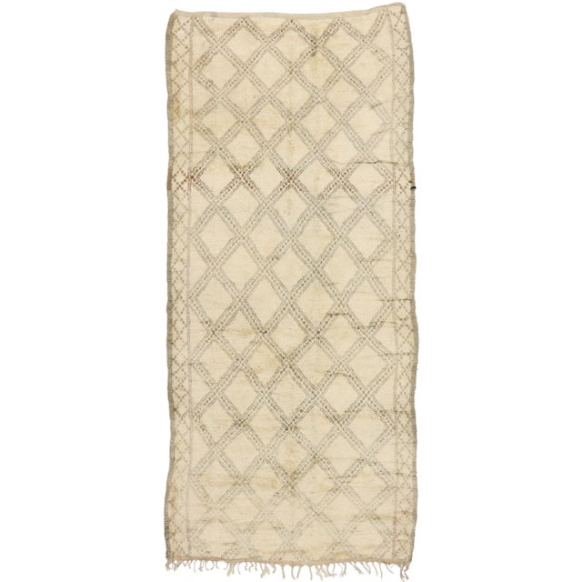 Mid 20th Century Vintage Moroccan Beni Ourain Rug - 06'03 X 13'08 For Sale - Image 11 of 12