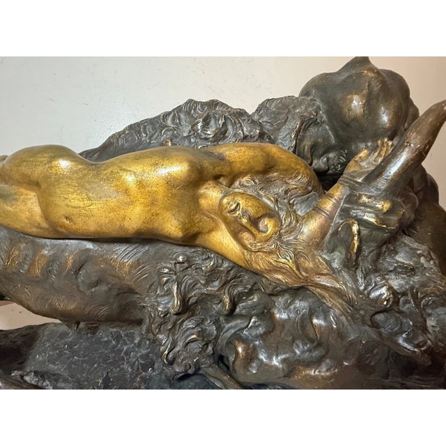 19th Century Huge Antique R Aurili Italian Hercules Bull Lady Bronze Patinated Plaster Statue For Sale - Image 5 of 18