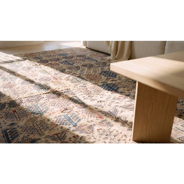 1900s Ivory Geometric Kilim Antique Caucasian Verneh Rug 5' 10" X 5' 10" Flatweave Wool Carpet For Sale - Image 9 of 9