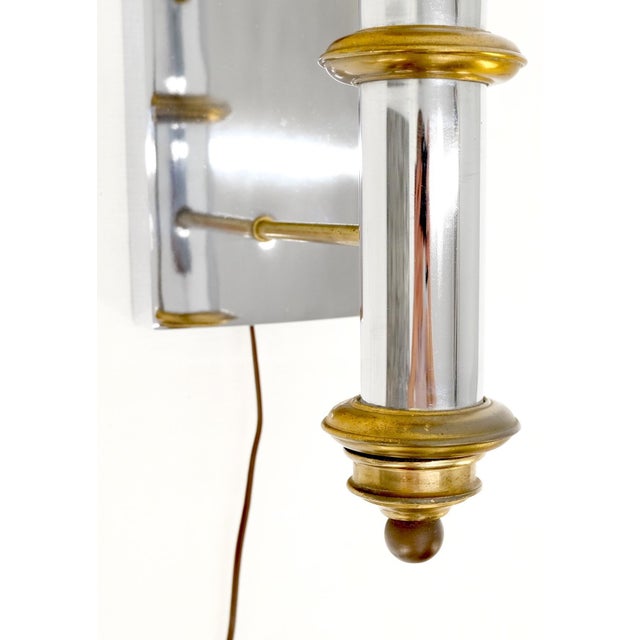 Mid 20th Century Fine Chrome Brass Mid Century Modern Sconce Light Fixture Lamp For Sale - Image 5 of 13