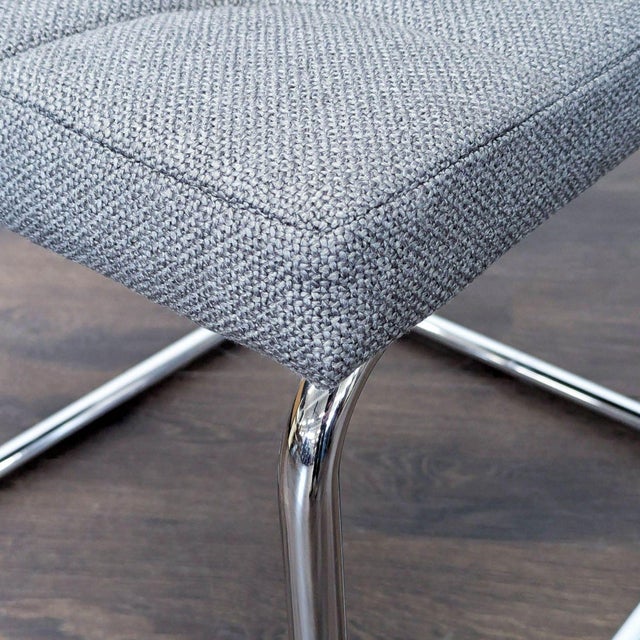 Metal Cb2 Button Tufted Dining Chair on a Metal Frame For Sale - Image 7 of 8