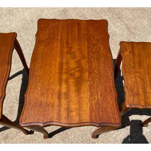 Wood French Country Nesting Tables - Set of 3 For Sale - Image 7 of 9