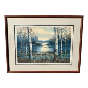 Michael Schofield Large Framed & Matted Artist Proof Print “ Winter Birches”