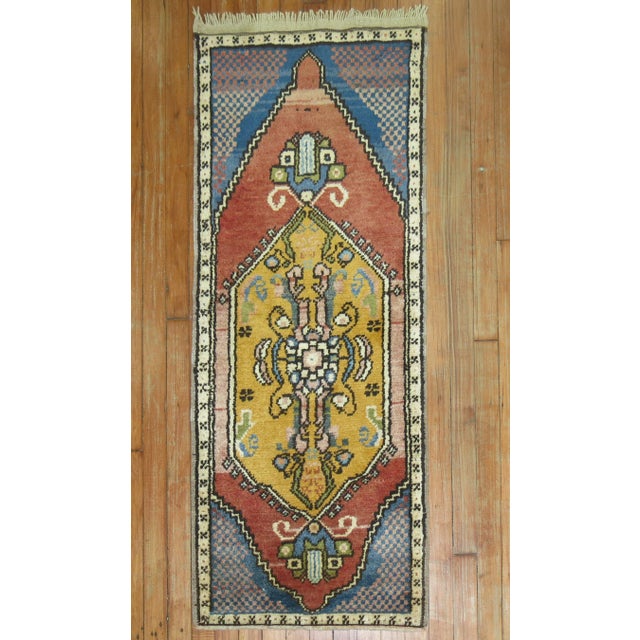 Mid 20th Century Turkish Small Runner, 1'11'' X 4'6'' For Sale - Image 5 of 5