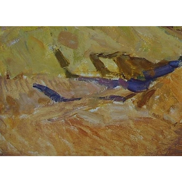 1970s Ukrainian Socialist Realism Oil Painting, Harvestwheat Field, 1970s 50-70 For Sale - Image 5 of 6