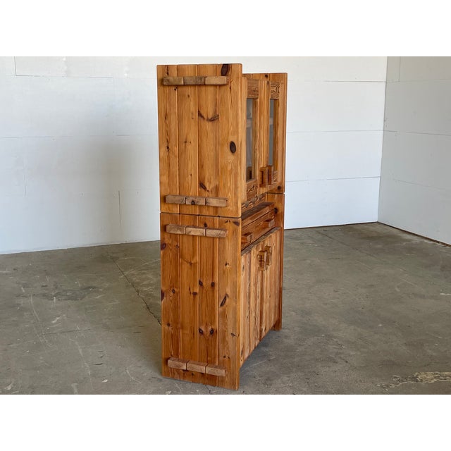 Danish Christian IV Brutalist Pine Cabinet attributed to Hans Frydendal, 1970s For Sale - Image 14 of 16