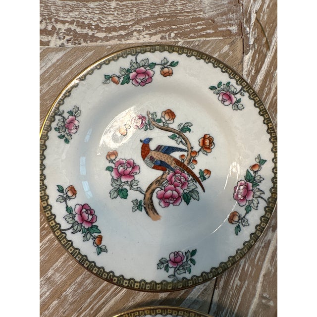 Off-white Early 20th Century F. Winkle & Co Whieldon Ware Pheasant Fruit Saucer Set of 4 For Sale - Image 8 of 8