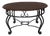 Vintage Round Wood & Black Iron Scrollwork Coffee Table For Sale