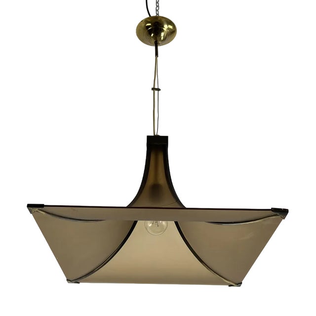 Mid-Century Italian Ceiling Light in Acrylic Glass & Brass, 1960s For Sale