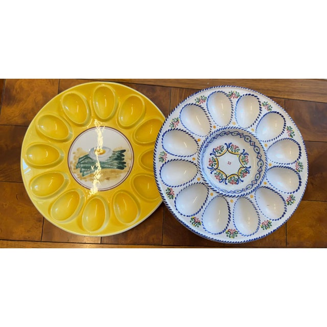 Mediterranean Mediterranean Style Deviled Egg Plates, Pair For Sale - Image 3 of 7