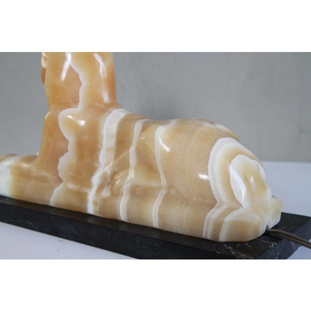Alabaster and Marble Sphynx Lamp, 1930s For Sale - Image 4 of 18