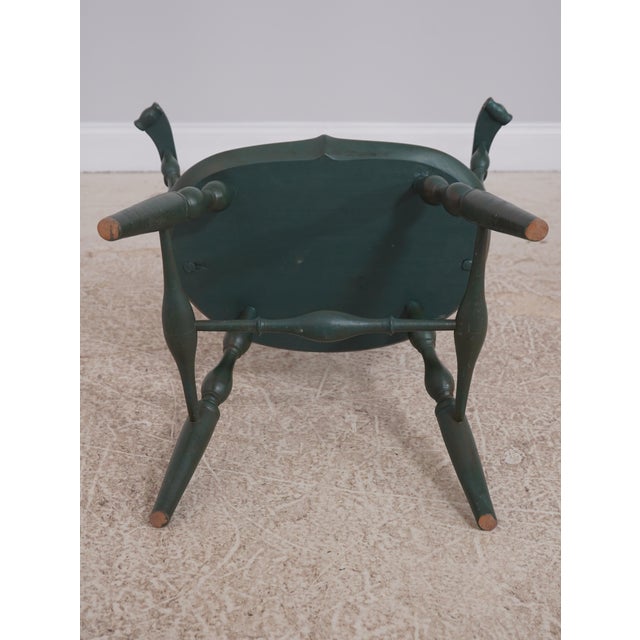 Country Green Painted Finish High Comb Back Windsor Armchair For Sale - Image 18 of 18