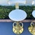 Design for Leisure bar stools from the 1980's Solid brass and white seats.. Label on underside. Very good vintage...
