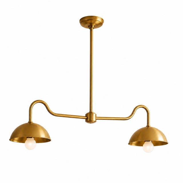 Brass Double Dome Chandelier, Double Pendant Chandelier, Designed for Modern Kitchens, Dining Rooms For Sale - Image 6 of 8