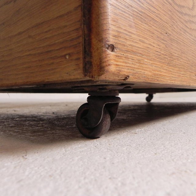 Oak Roller Shutter Cabinet with Shutters One Above the Other, 1930s For Sale - Image 14 of 18