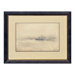 Late 19th Century Boats at San Francisco Port Seascape Drawing by Raymond Dabb Yelland
