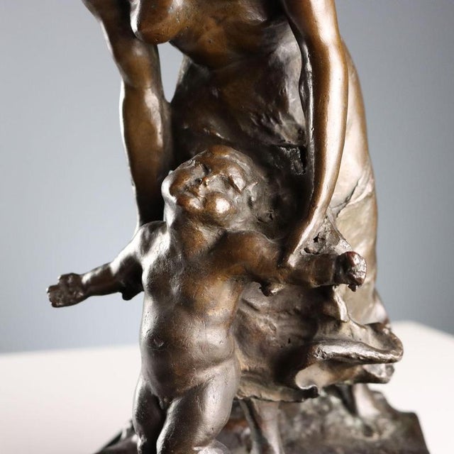 Antique Bronze Sculpture of Mother with Child, 20th Century For Sale - Image 4 of 8