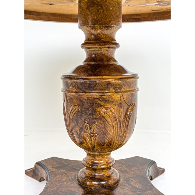 Wood Swedish Grace Art Deco Center Table in Faux Burl Finish, Sweden, 1920 For Sale - Image 7 of 9