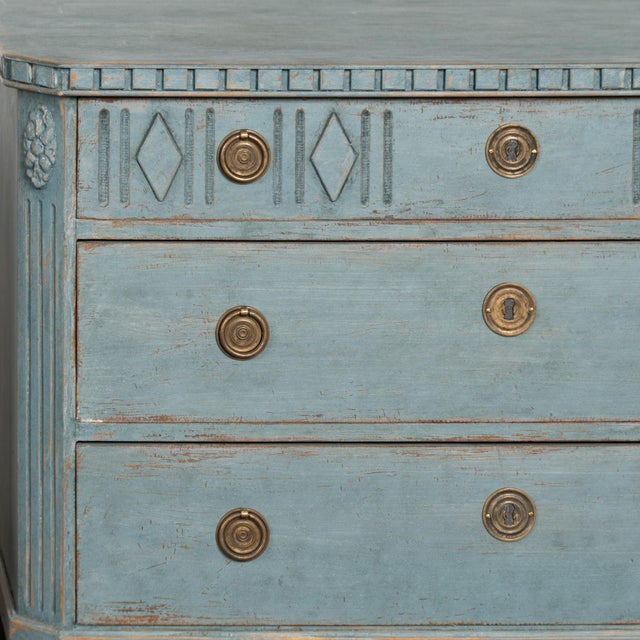 Blue Pair, 19th Century Blue Gustavian Pine Chest of Drawers For Sale - Image 8 of 11